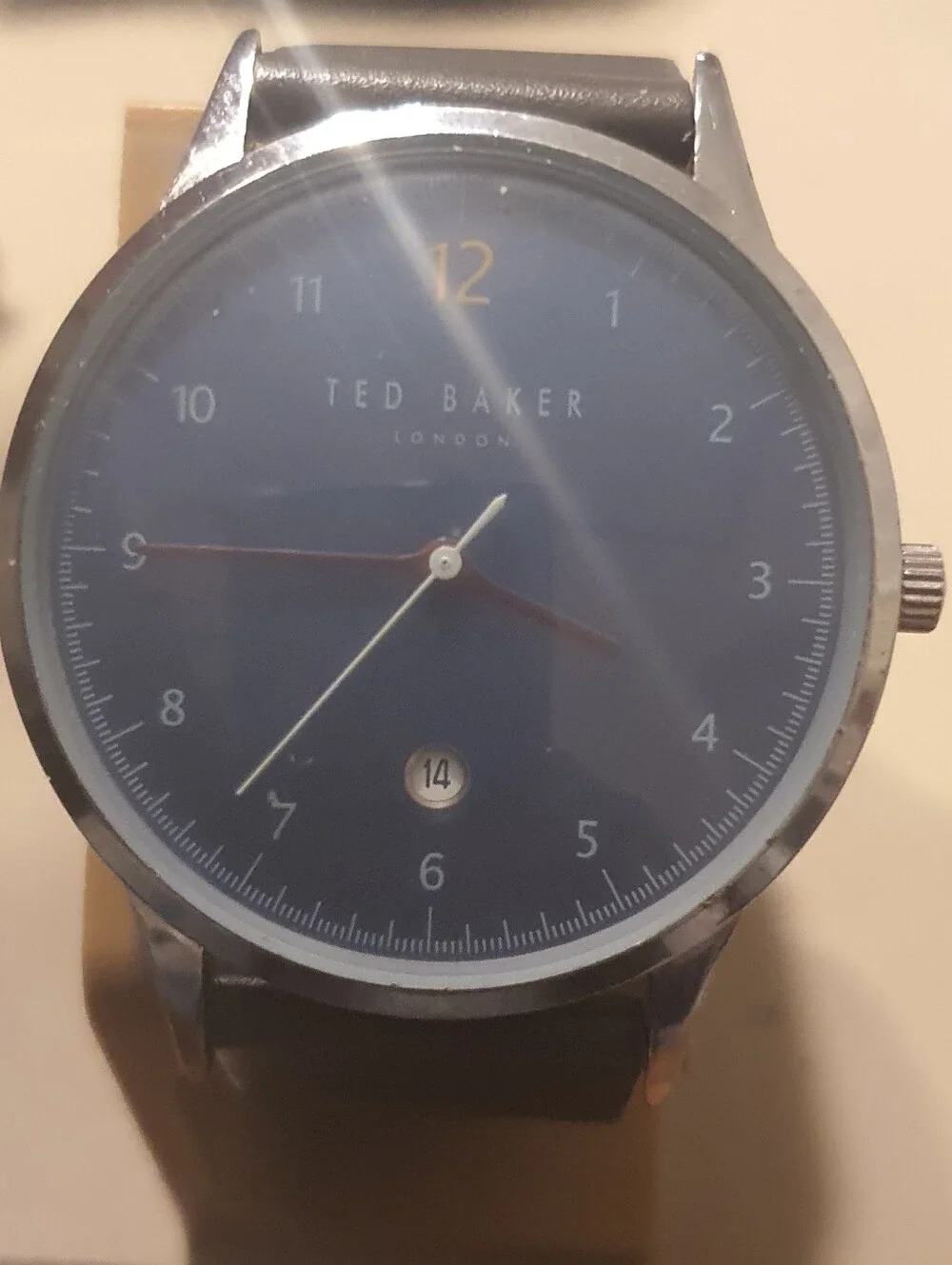 Ted Baker London Silver/Blue Leather Men's Watch w/Date